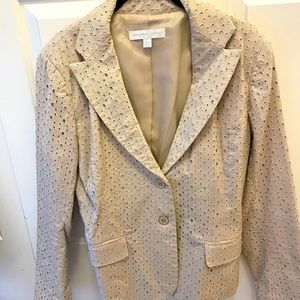 Tan NY&Co Textured/Lace Blazer